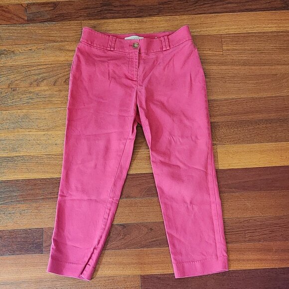LOFT Hot Pink Julie Cotton/Spandex Cropped Pants Size 4 Petite - Picture 5 of 15